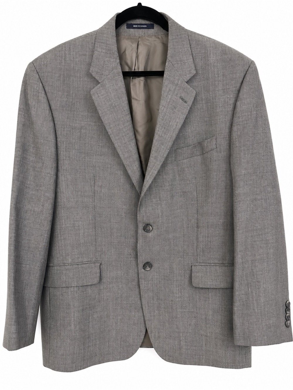 Chaps Ralph Lauren Wool Blazer 44R Gray Herringbone 2 Button Jacket